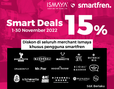Smart Deals Diskon 15% di seluruh merchant Ismaya khusus pengguna smartfren